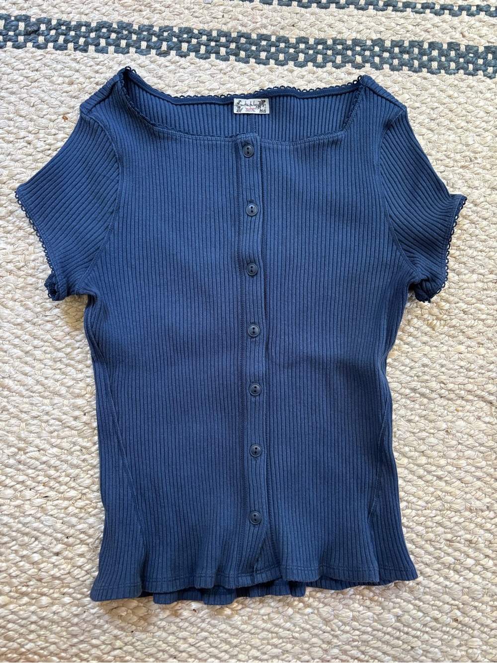 Free people intimately Ribbed Button-Front Navy Women’s Top